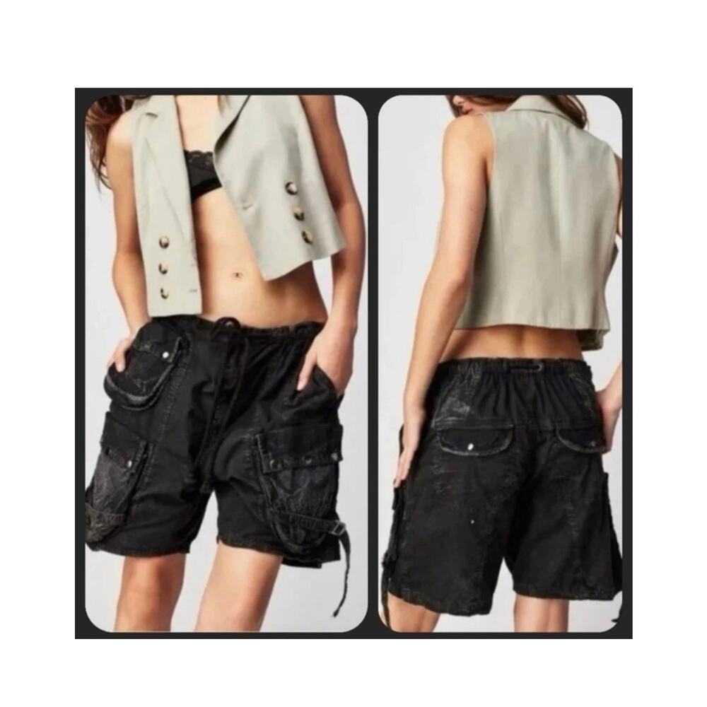 Black Cargo Drawstring Women’s Shorts